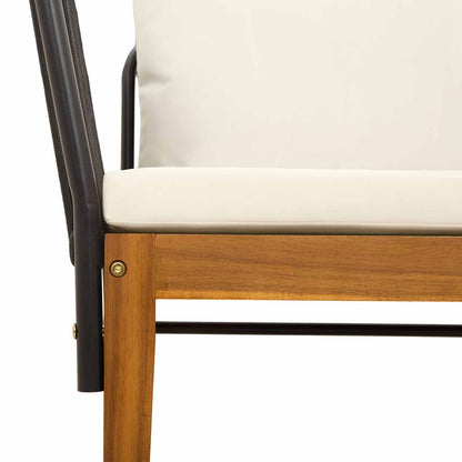 Garden Chair with Cushions Solid Acacia Wood & Rope Natural