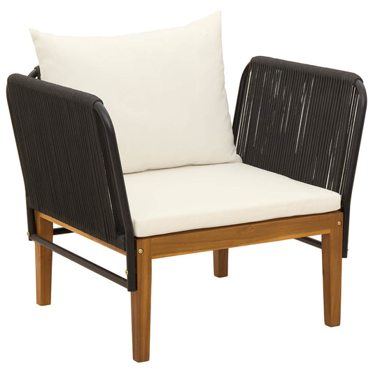 Garden Chair with Cushions Solid Acacia Wood & Rope Natural