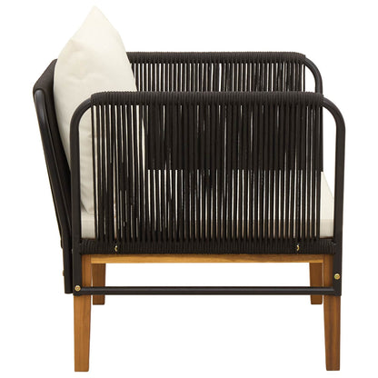 Garden Chair with Cushions Solid Acacia Wood & Rope Natural
