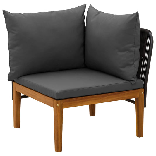 Garden Corner Sofa with Cushions Solid Acacia Wood & Rope