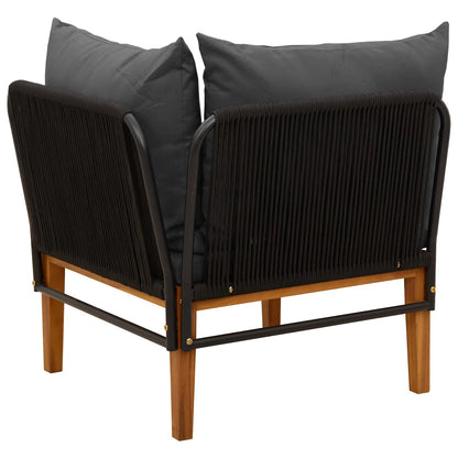 Garden Corner Sofa with Cushions Solid Acacia Wood & Rope