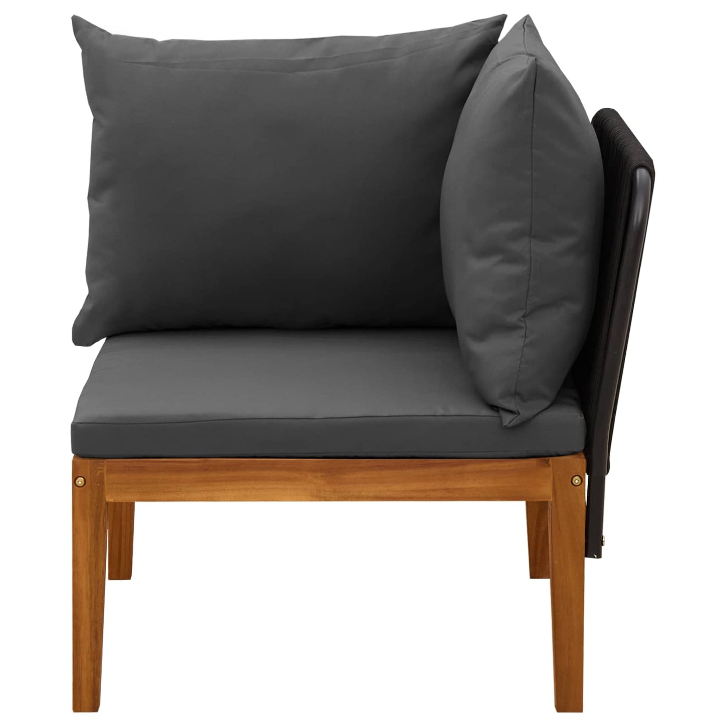Garden Corner Sofa with Cushions Solid Acacia Wood & Rope