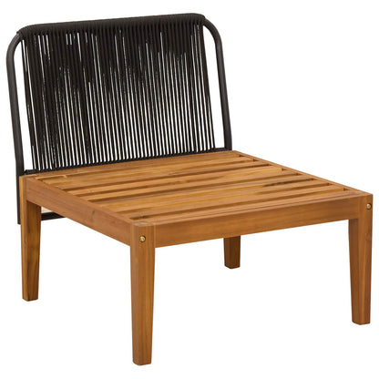 Garden Middle Sofa with Cushions Solid Acacia Wood & Rope