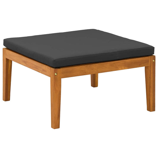 Garden Footrest with Cushion Solid Acacia Wood Natural