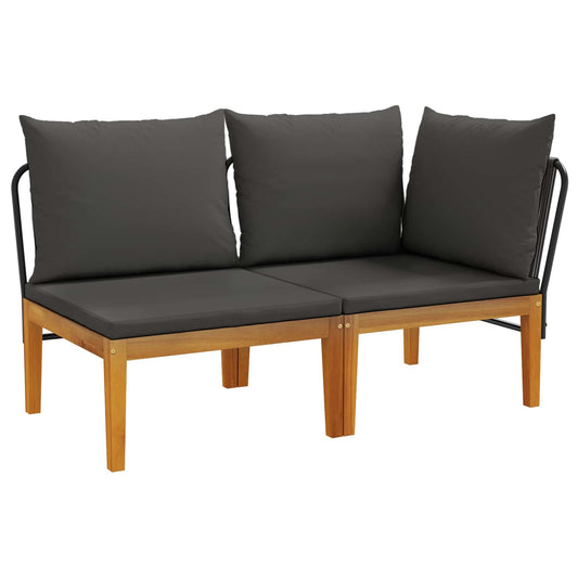 2 pcs Garden Lounge Set with Cushions Solid Acacia Wood & Rope
