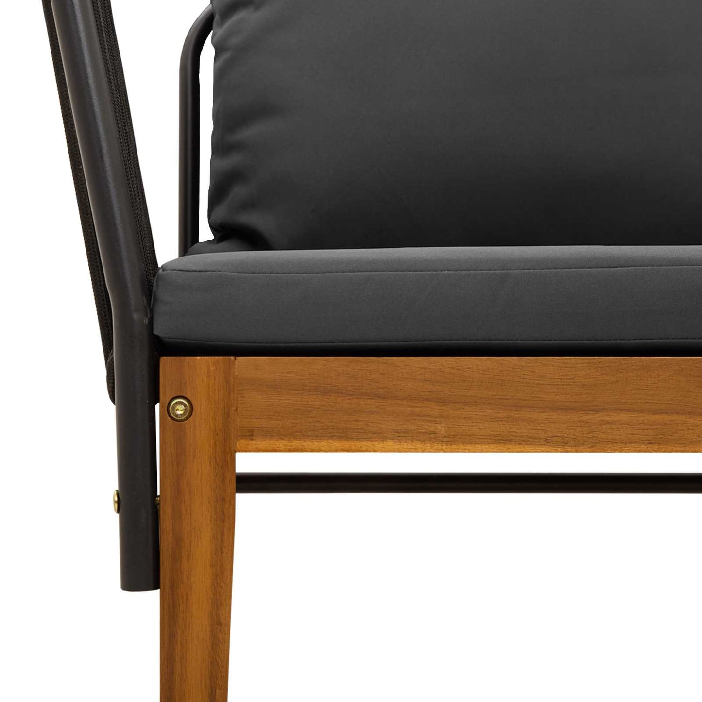 Garden Chair with Cushions Solid Acacia Wood & Rope Natural