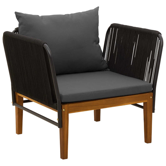 Garden Chair with Cushions Solid Acacia Wood & Rope Natural