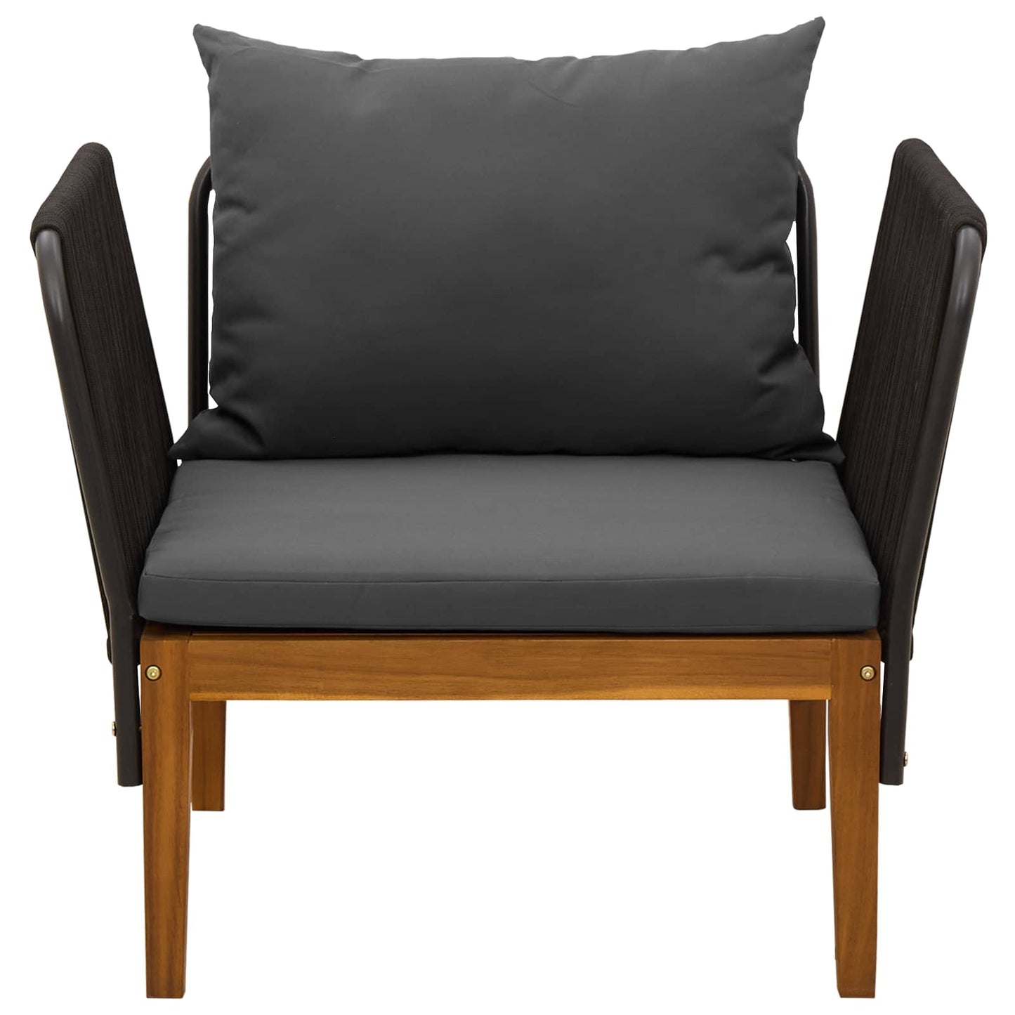 Garden Chair with Cushions Solid Acacia Wood & Rope Natural