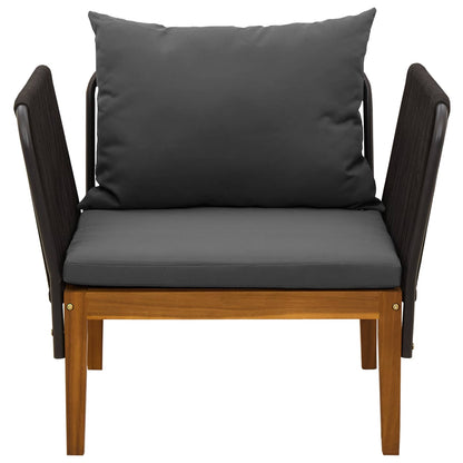 Garden Chair with Cushions Solid Acacia Wood & Rope Natural
