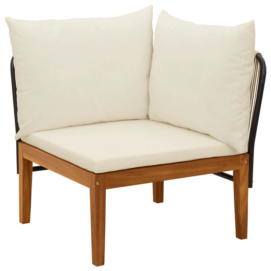 Garden Corner Sofa with Cushions Solid Acacia Wood & Rope
