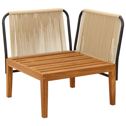Garden Corner Sofa with Cushions Solid Acacia Wood & Rope