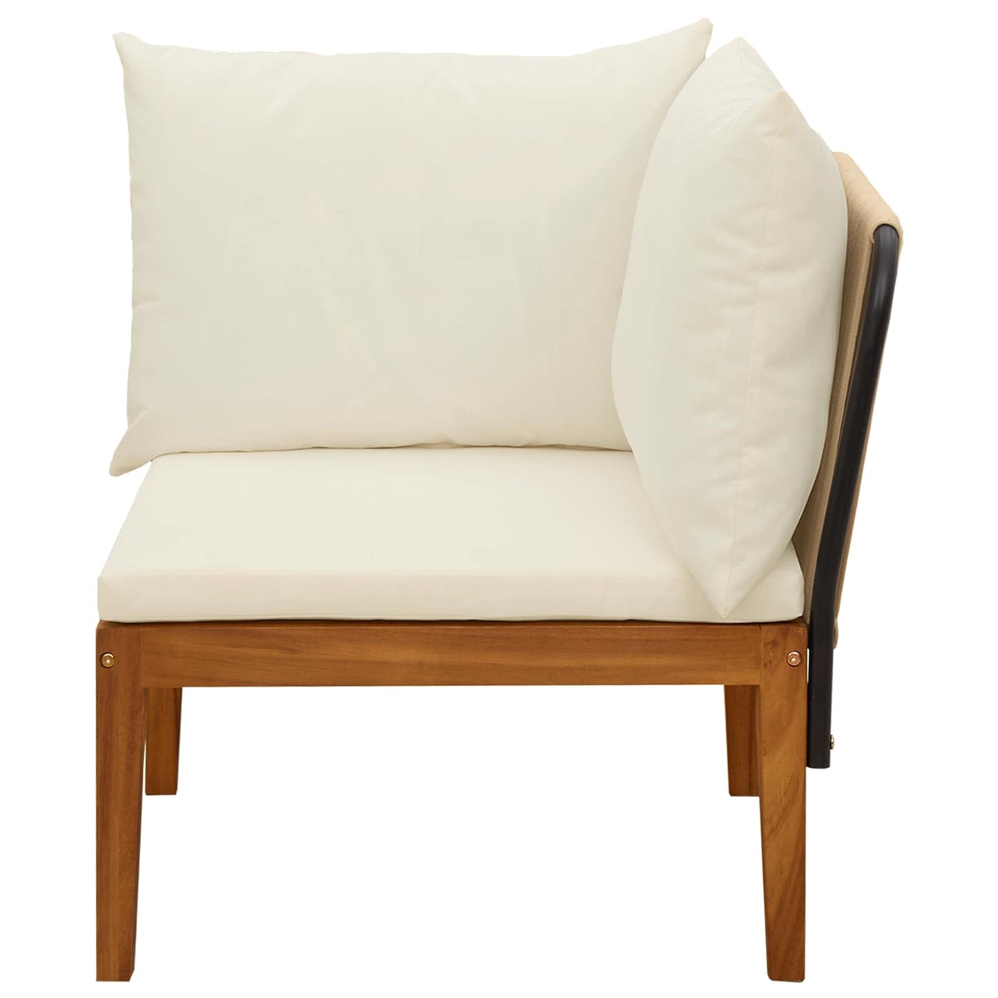 Garden Corner Sofa with Cushions Solid Acacia Wood & Rope