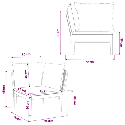Garden Corner Sofa with Cushions Solid Acacia Wood & Rope