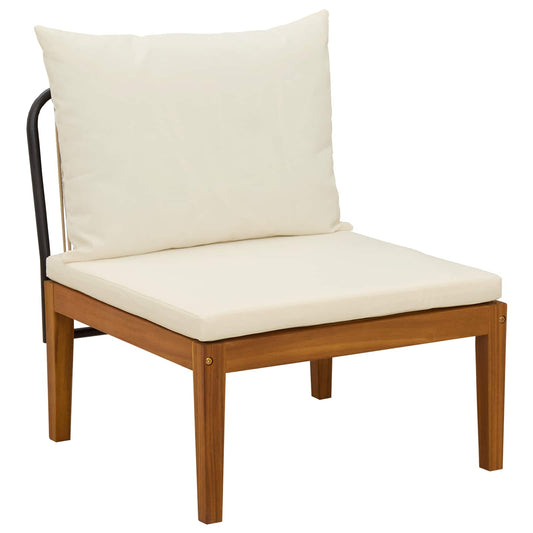 Garden Middle Sofa with Cushions Solid Acacia Wood & Rope