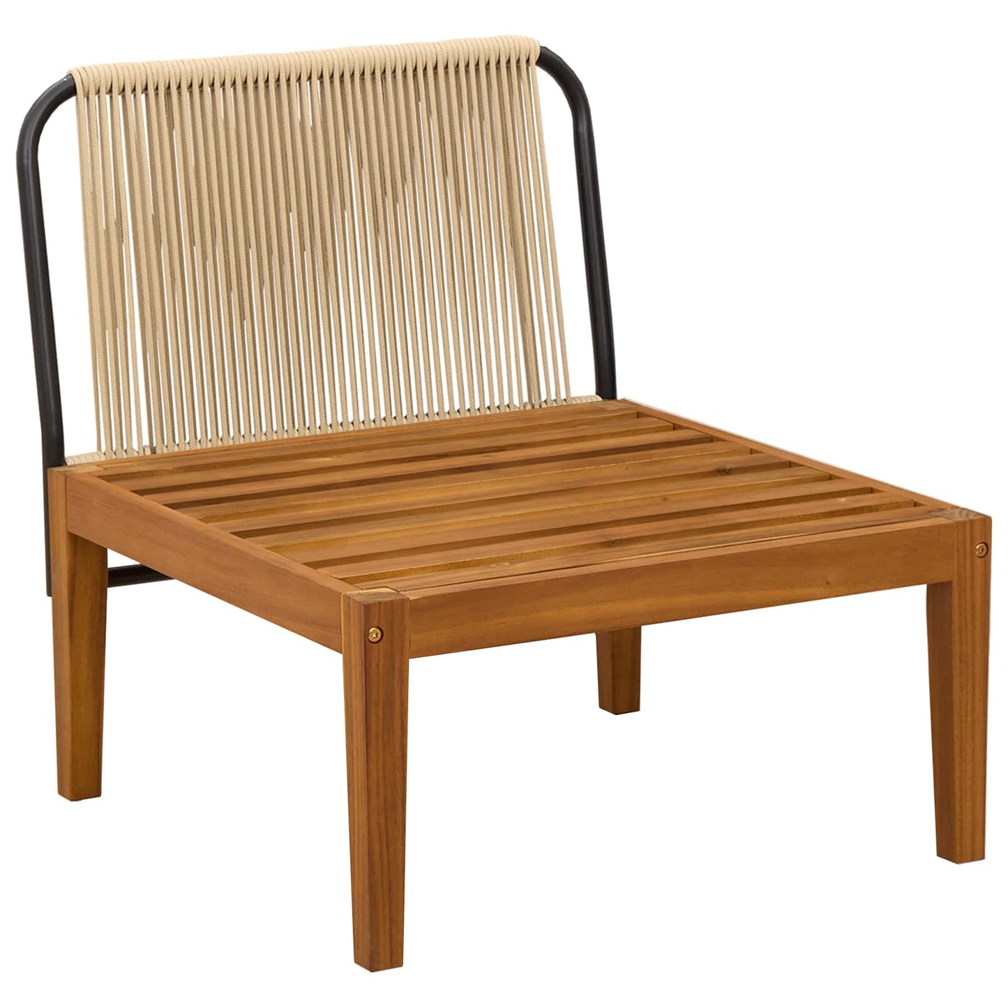 Garden Middle Sofa with Cushions Solid Acacia Wood & Rope