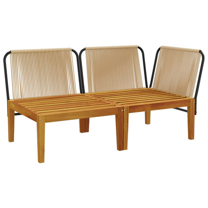 2 pcs Garden Lounge Set with Cushions Solid Acacia Wood & Rope