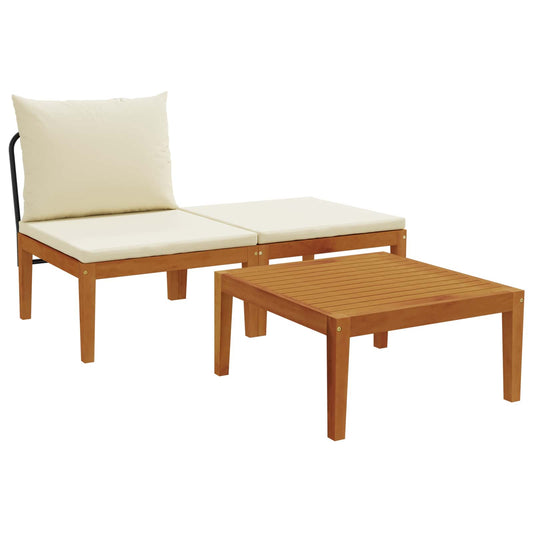 3 pcs Garden Lounge Set with Cushions Solid Acacia Wood & Rope