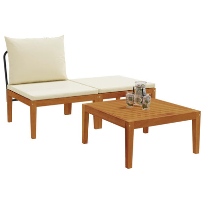 3 pcs Garden Lounge Set with Cushions Solid Acacia Wood & Rope