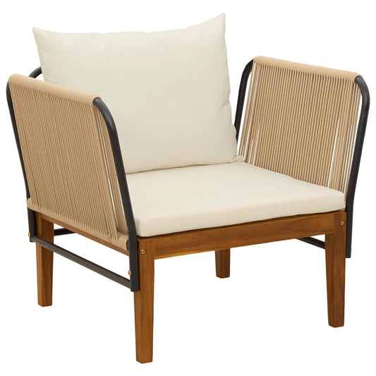 Garden Chair with Cushions Solid Acacia Wood & Rope Natural