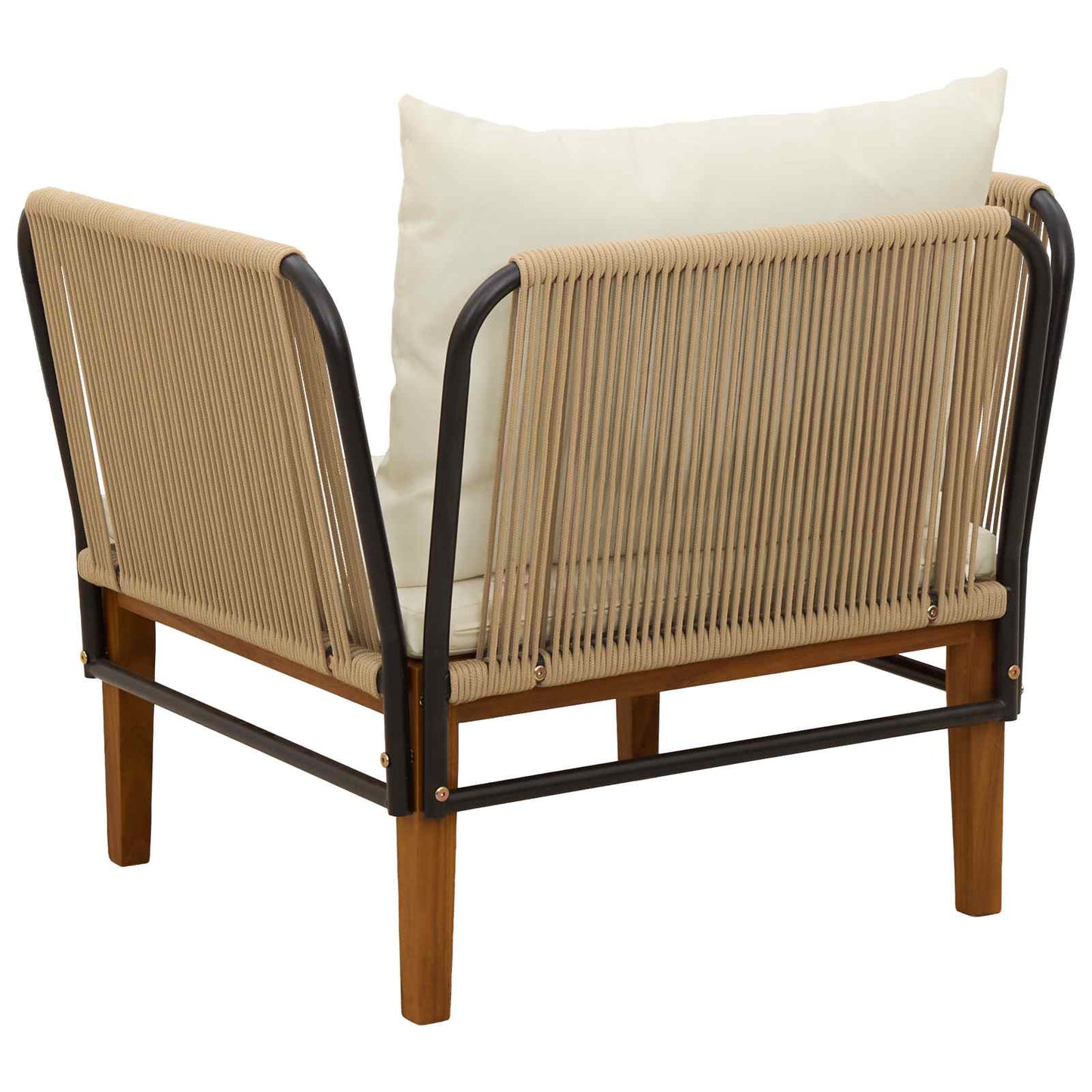 Garden Chair with Cushions Solid Acacia Wood & Rope Natural