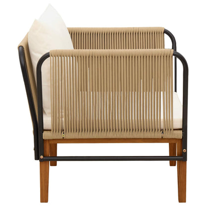Garden Chair with Cushions Solid Acacia Wood & Rope Natural