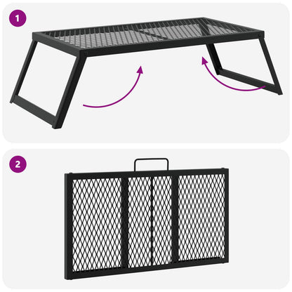 Foldable Camping Grill Folding Black 58 x 31 x 2 cm Alloy Steel