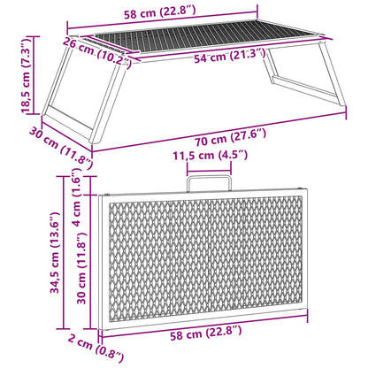 Foldable Camping Grill Folding Black 58 x 31 x 2 cm Alloy Steel