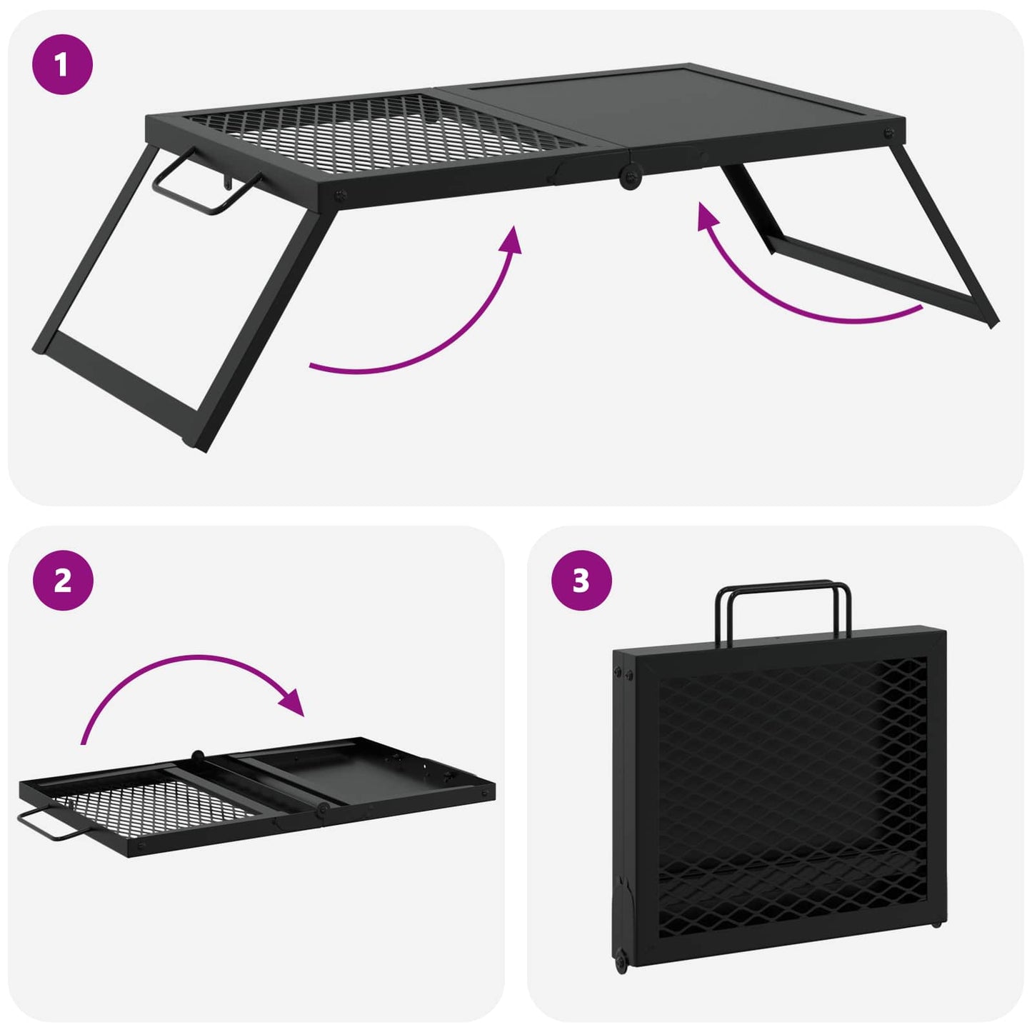 Foldable Camping Grill Black 31.5 x 26.5 x 4 cm Alloy Steel