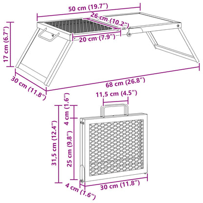 Foldable Camping Grill Black 31.5 x 26.5 x 4 cm Alloy Steel