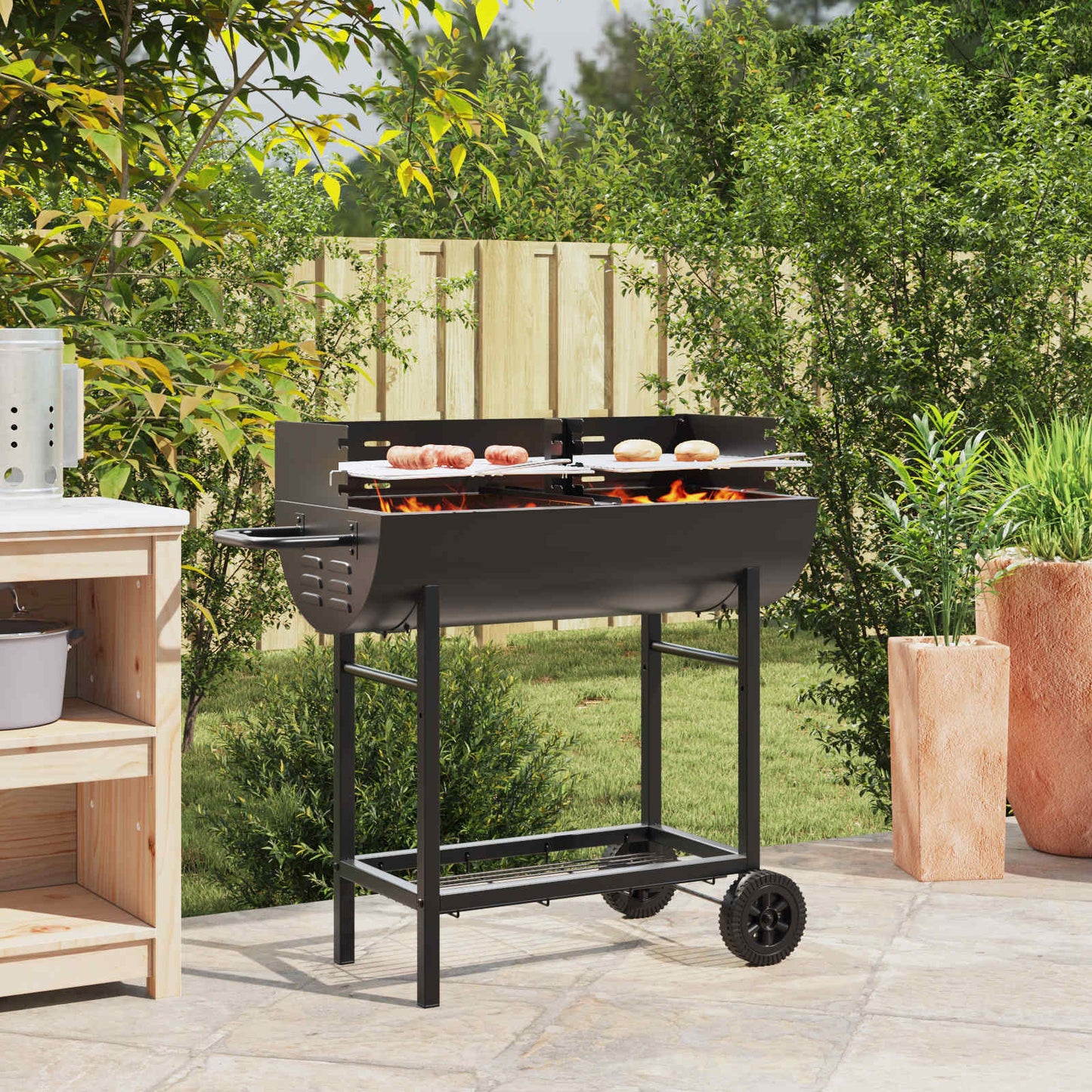 Charcoal grill 96.5 x 42.5 x 88.5 cm Black