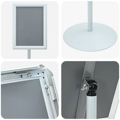 Pedestal Poster Stand Silver 33 x 33 x 126 cm PVC and Steel