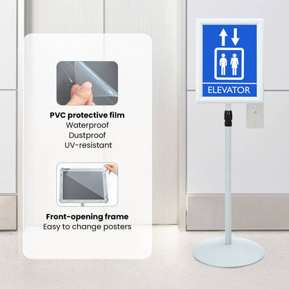 Pedestal Poster Stand Silver 33 x 33 x 126 cm PVC and Steel