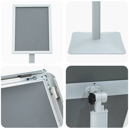 Pedestal Poster Stand Silver 32.5 x 27 x 126 cm Cast Iron