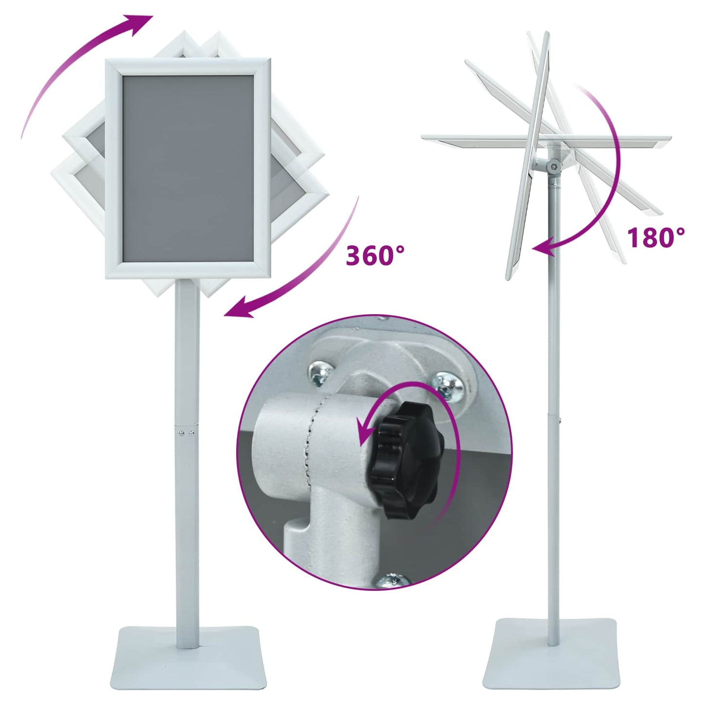 Pedestal Poster Stand Silver 32.5 x 27 x 126 cm Cast Iron