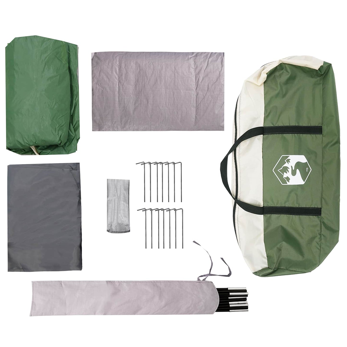 Family Tent with Roof Green 380 x 260 x 190 cm Polyester
