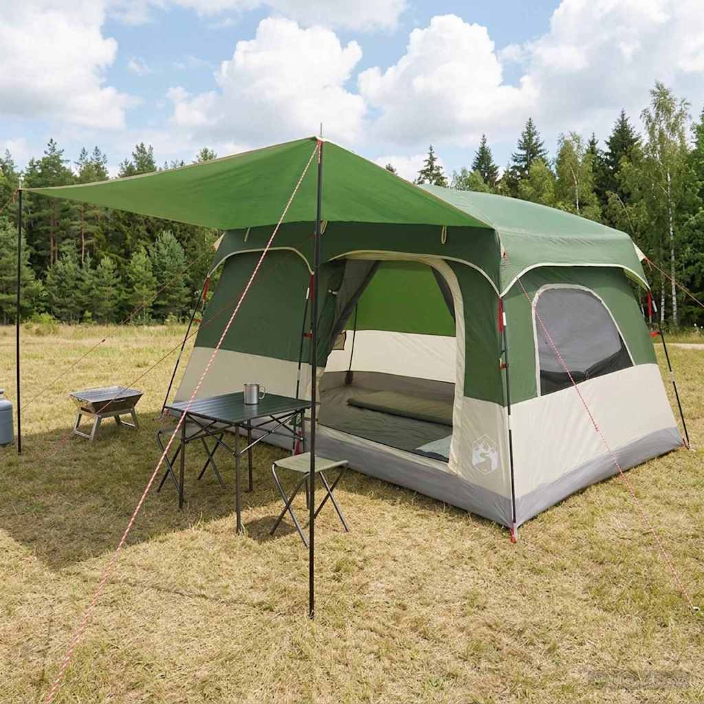 Family Tent with Roof Green 380 x 260 x 190 cm Polyester