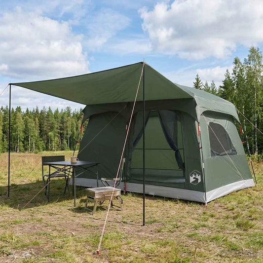 Family Tent with Roof Army Green 380 x 260 x 190 cm Polyester
