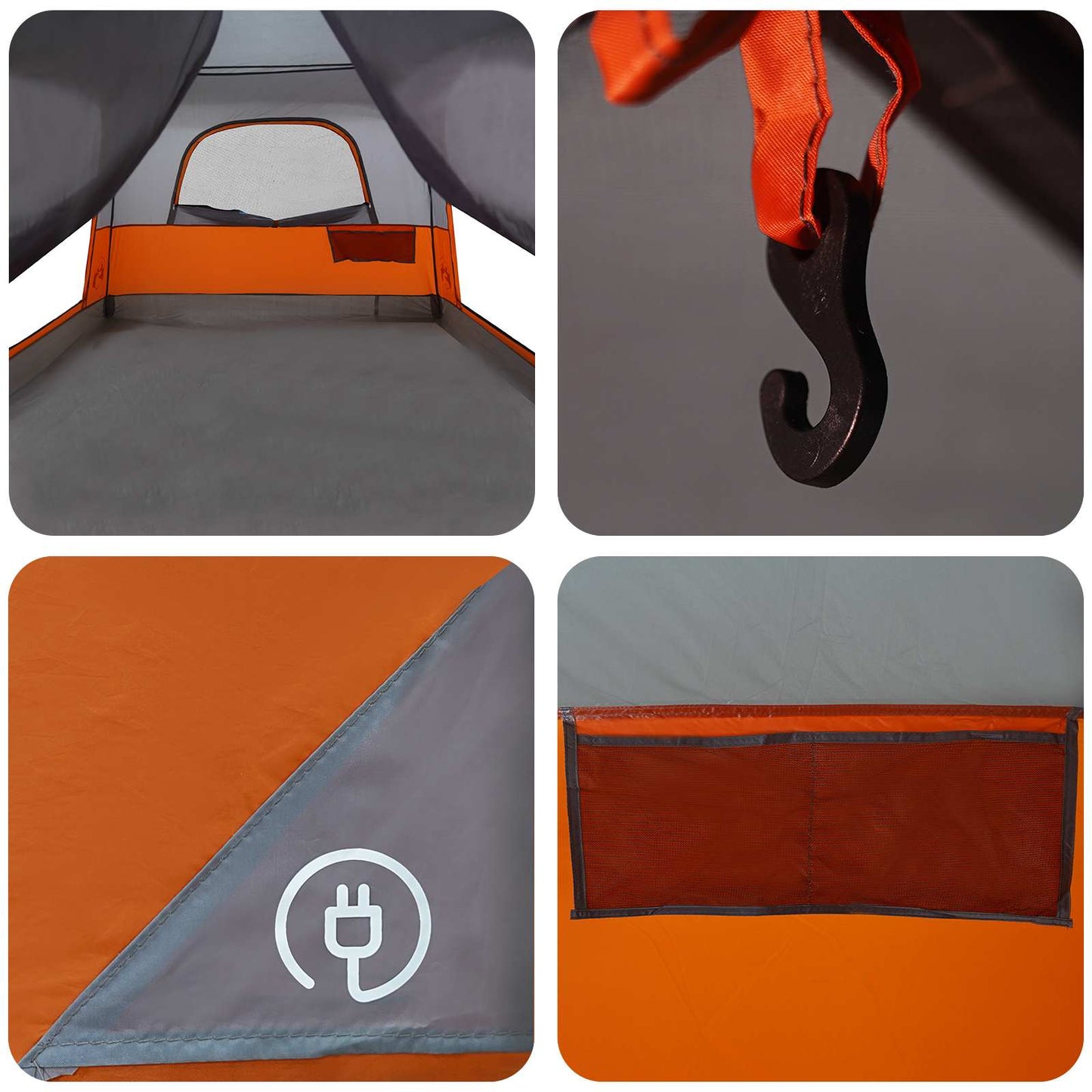 Family Tent with Roof Grey and Orange 420 x 305 x 200 cm