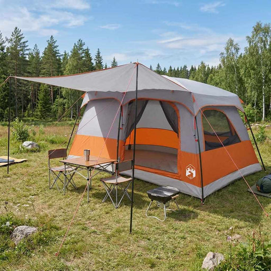 Family Tent with Roof Grey and Orange 420 x 305 x 200 cm