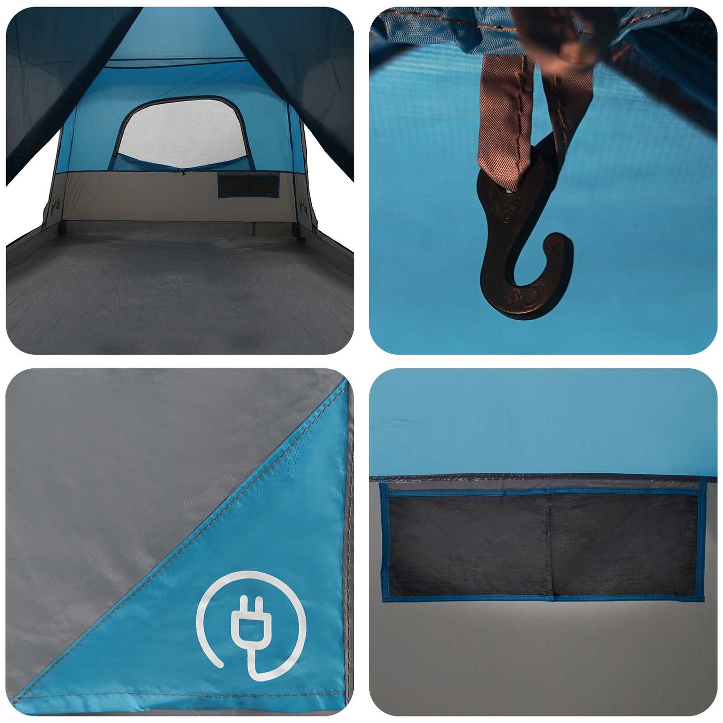 Family Tent Blue 500 x 400 x 230 cm Polyester and Steel