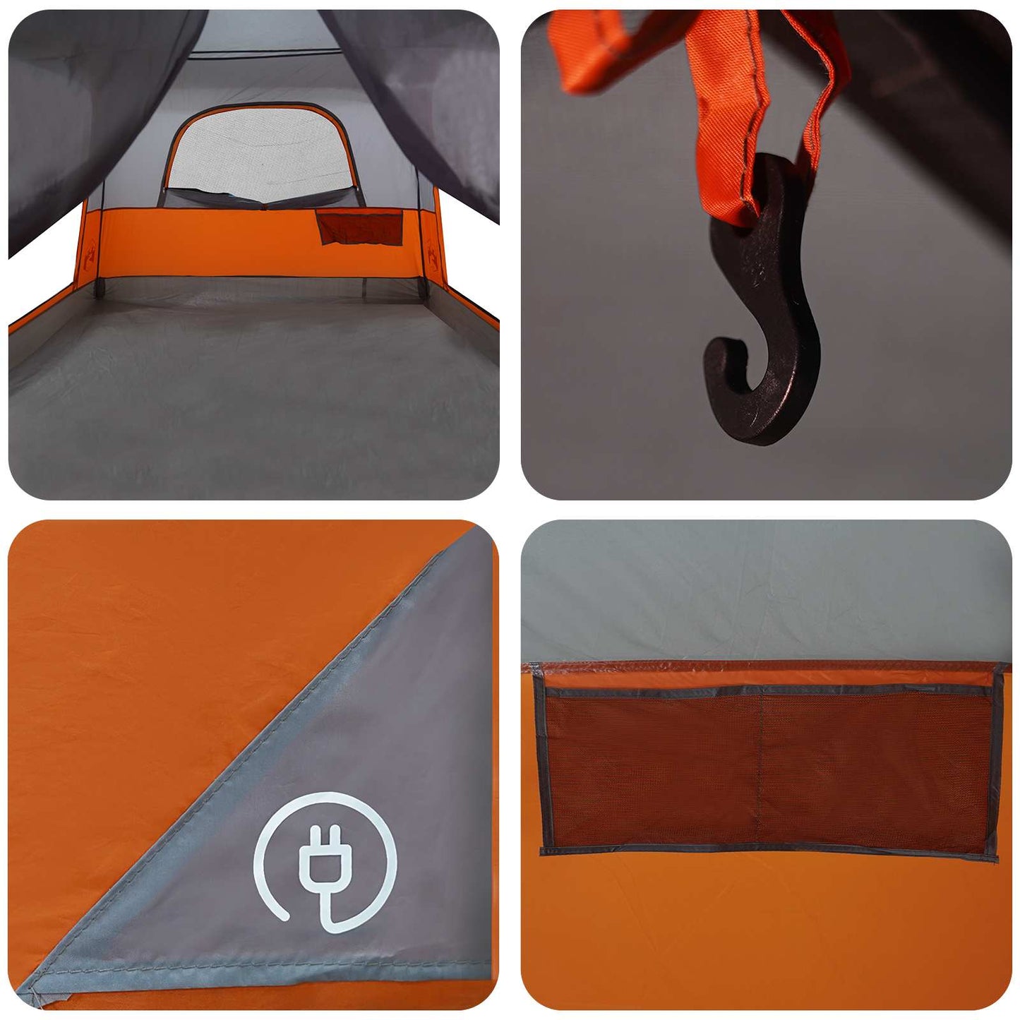 Family Tent with Roof Grey and Orange 500 x 400 x 230 cm
