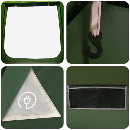 Cabin Tent with Roof Green 210 x 210 x 138 cm Polyester