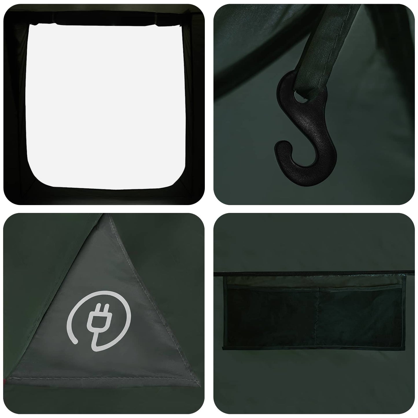 Cabin Tent with Roof Army Green 210 x 210 x 138 cm Polyester