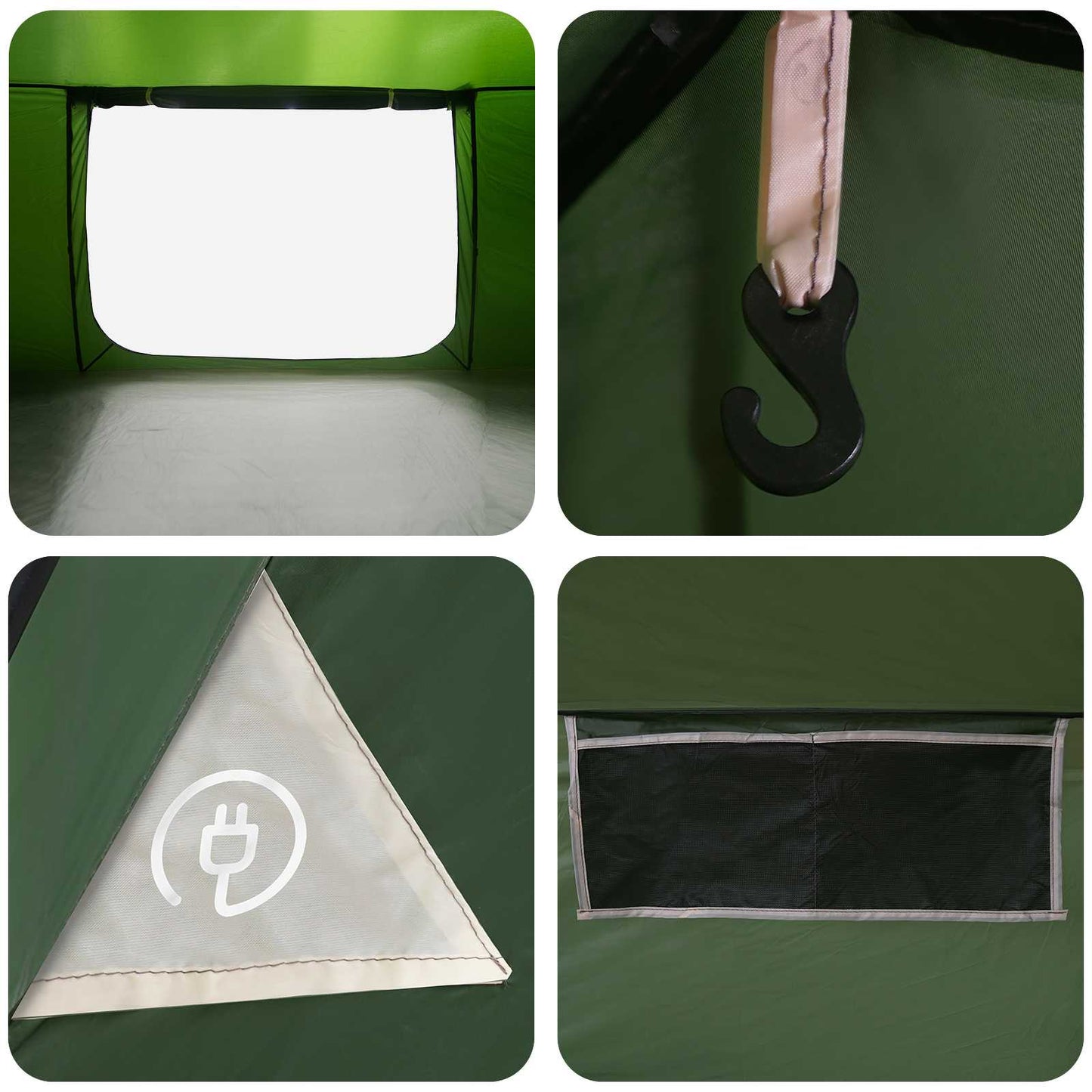 Cabin Tent with Roof Green 300 x 210 x 156 cm Polyester