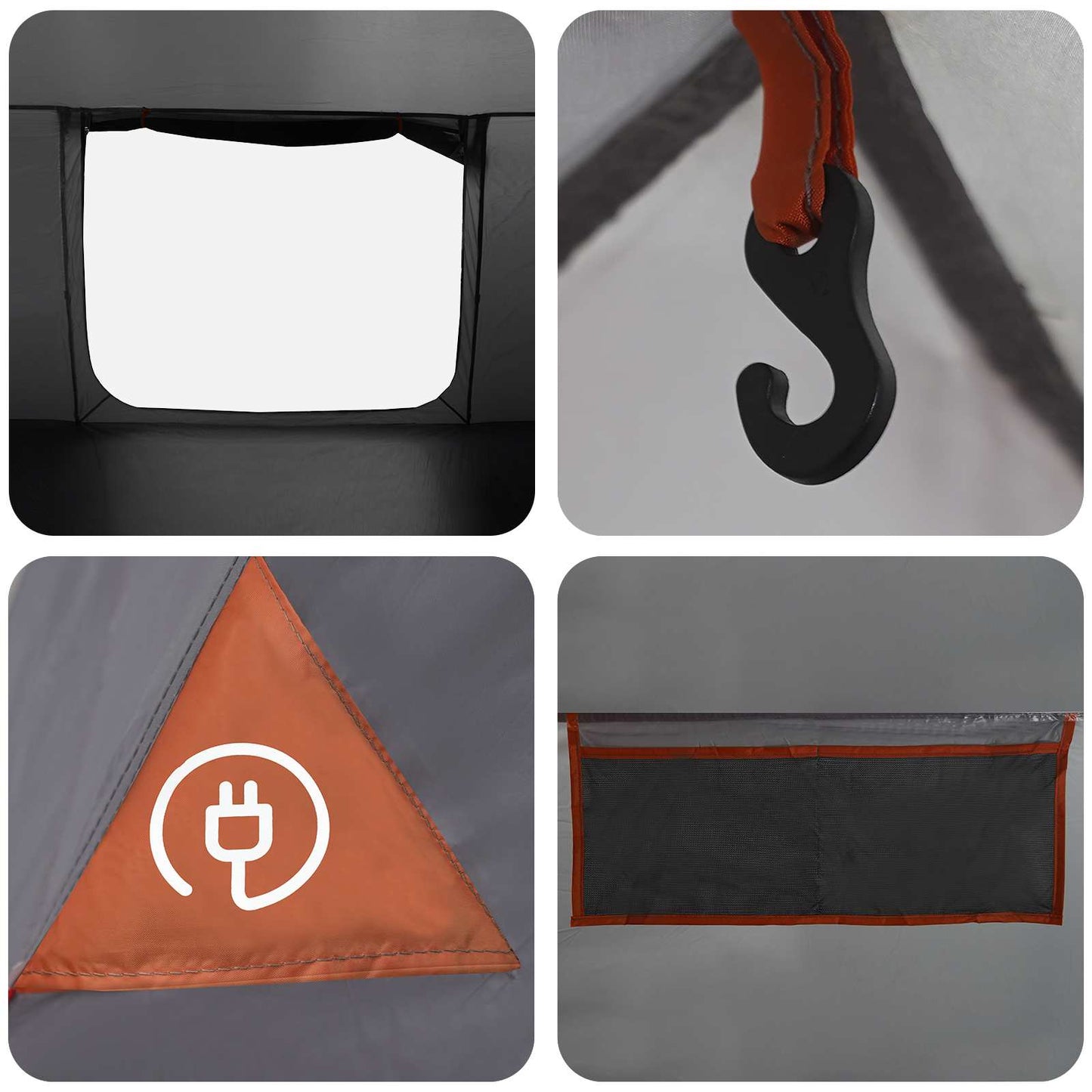 Cabin Tent Grey and Orange 400 x 210 x 180 cm Polyester