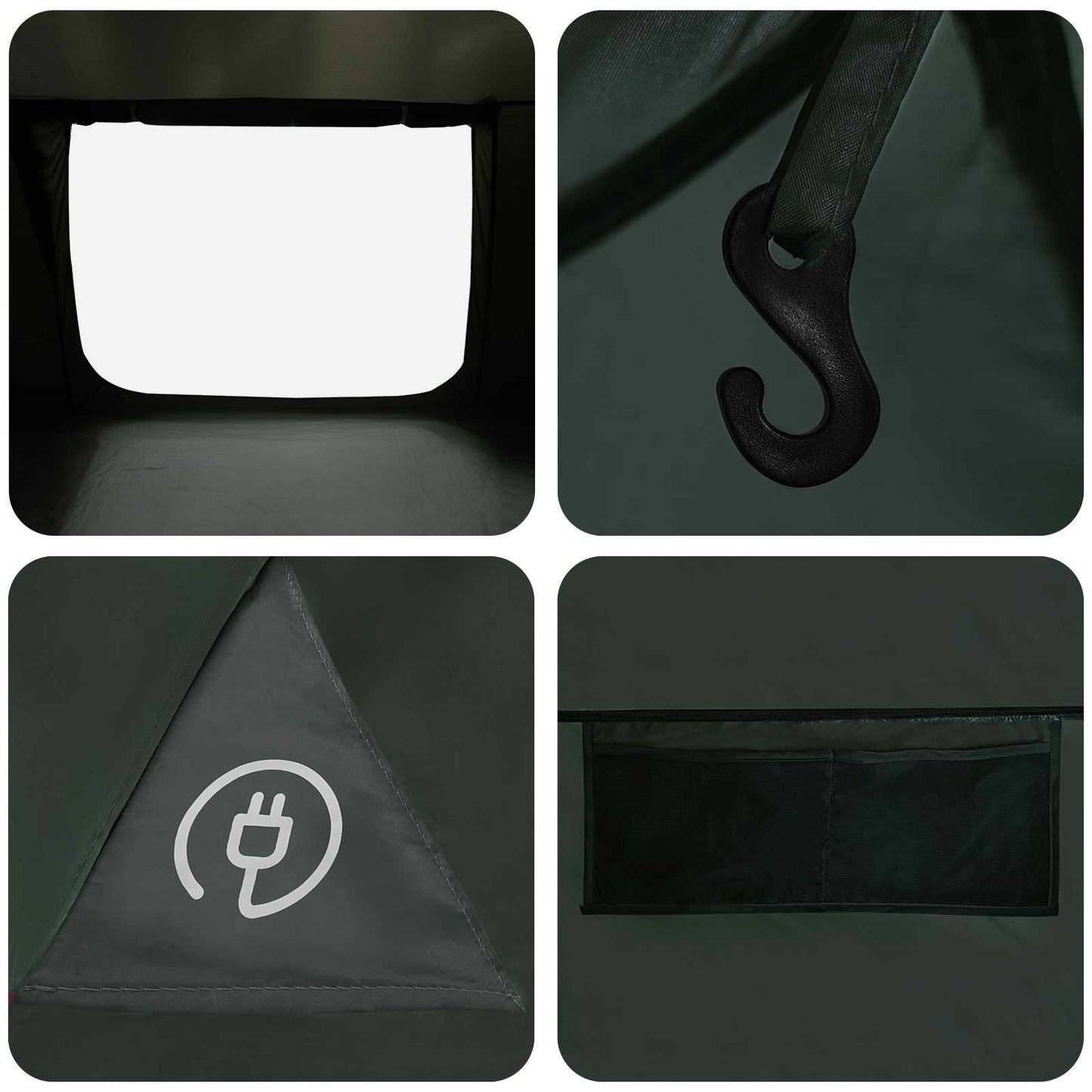 Cabin Tent with Roof Army Green 400 x 210 x 180 cm Polyester