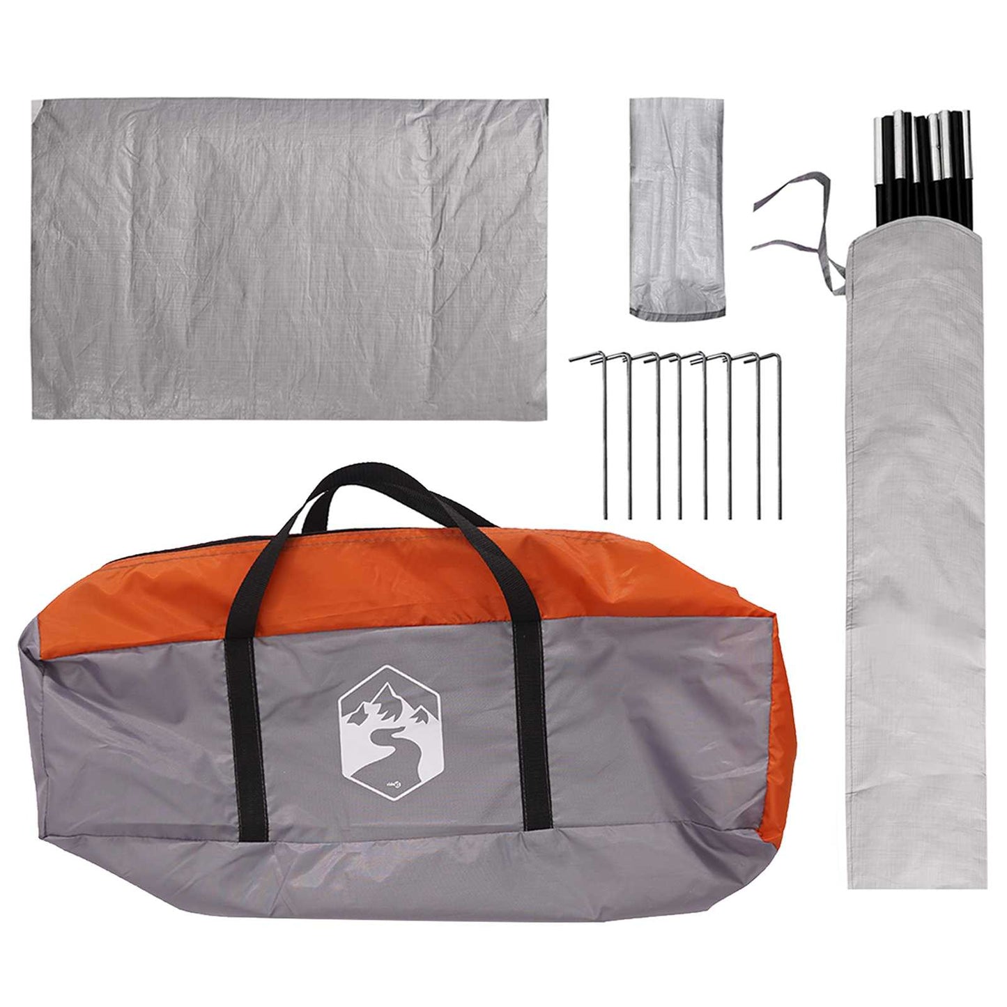 Camping Tent with Rainfly Water-resistant Dome Grey and Orange