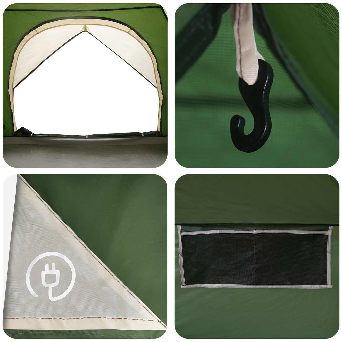 Camping Tent with Rainfly Water-resistant Dome Green