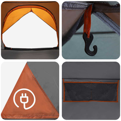 Camping Tent with Rainfly Water-resistant Dome Grey and Orange