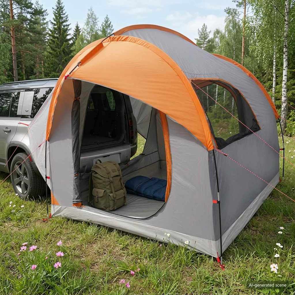 Car Tent Grey and Orange 239 x 210 x 210 cm Polyester and Steel